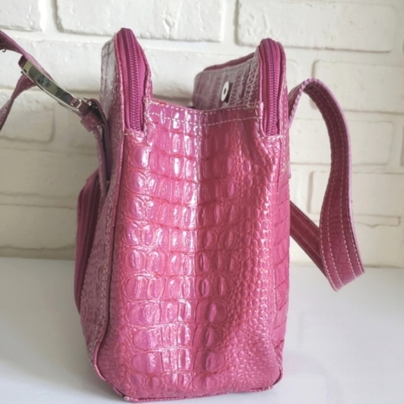 Kenneth Cole Reaction Purse Pink Croc Tote Barbie Bag - Picture 9 of 15